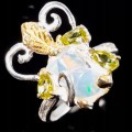 Künstlerischer Ring Größe 16 Peridot Feueropal