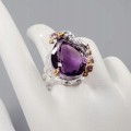 Künstlerischer Ring Amethyst Granat Topas Größe 18