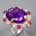 Künstlerischer Ring 30 ct Amethyst Granate Größe 19