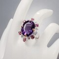 Künstlerischer Ring 30 ct Amethyst Granate Größe 19