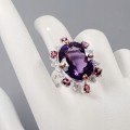 Künstlerischer Ring 30 ct Amethyst Granate Größe 19