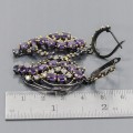 925 Künstlerische Ohrringe Iolithe Amethyste natur 1