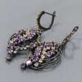 925 Künstlerische Ohrringe Iolithe Amethyste natur 1