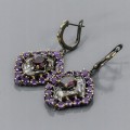 Künstlerische natürliche Granat Amethyst Ohrringe 1