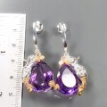 925 Künstlerische Amethyst Seepferdchen Ohrringe 1