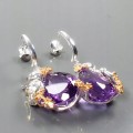 925 Künstlerische Amethyst Seepferdchen Ohrringe 1