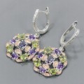 925 Künstlerische Ohrringe Iolithe Amethyste Olivin 1