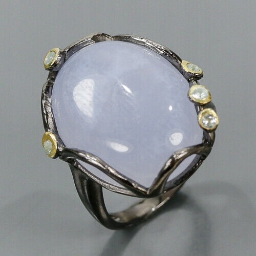 Böhmischer Ring Topas Chalcedon 925 Größe 16