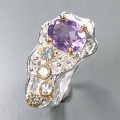 925 Böhmischer Ring Topas Amethyst Größe 14
