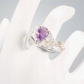 925 Böhmischer Ring Topas Amethyst Größe 14