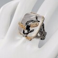 Künstlerischer Ring Rosenquarz Größe 16,5 Silber