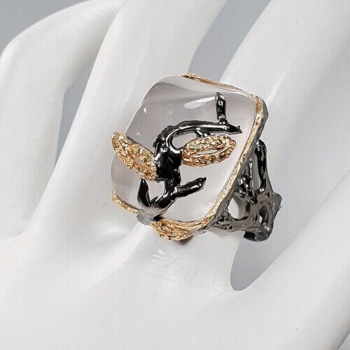 Künstlerischer Ring Rosenquarz Größe 16,5 Silber