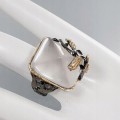 Künstlerischer Ring Rosenquarz Größe 16,5 Silber
