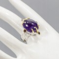 925 Künstlerischer Ring Amethyst Granate Größe 16,5