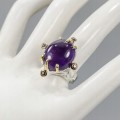 925 Künstlerischer Ring Amethyst Granate Größe 16,5