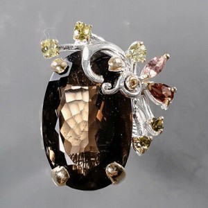 Kunstring Rauchquarz Turmaline 18.5