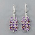 925 Künstlerische Ohrringe Granate Topas Amethyste 2