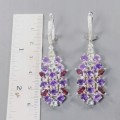 925 Künstlerische Ohrringe Granate Topas Amethyste 2