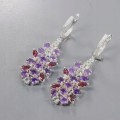 925 Künstlerische Ohrringe Granate Topas Amethyste 2