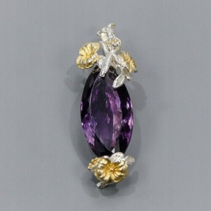 Kunstvoller Anhänger 24ct Amethyst Topas 925