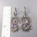 Silberne künstlerische Tansanit Amethyst Ohrringe 2
