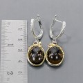Künstlerische Rauchquarz Ohrringe Silber Granat 2