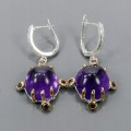 Künstlerische Vintage Amethyst-Granat-Ohrringe 2