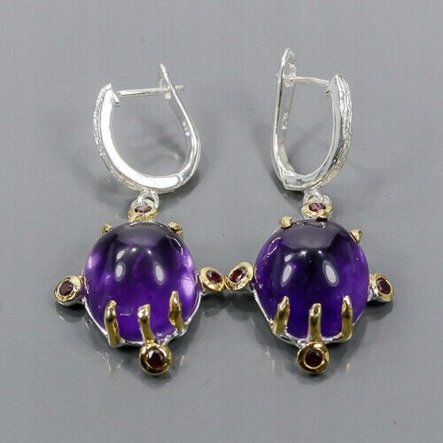 Künstlerische Vintage Amethyst-Granat-Ohrringe 2