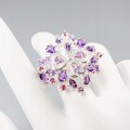 925 künstlerisch Ring 17 Amethyst-Granat