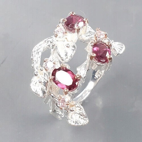 925 künstlerisch Rhodolith-Granatring 11.5