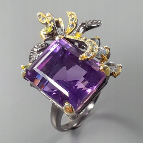 Künstlerischer Ring 28 Karat AAA IF Amethyst gr. 19