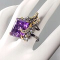 Künstlerischer Ring 28 Karat AAA IF Amethyst gr. 19