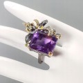 Künstlerischer Ring 28 Karat AAA IF Amethyst gr. 19