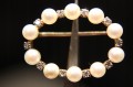 Brosche Gold Perle Diamant Zertifikat