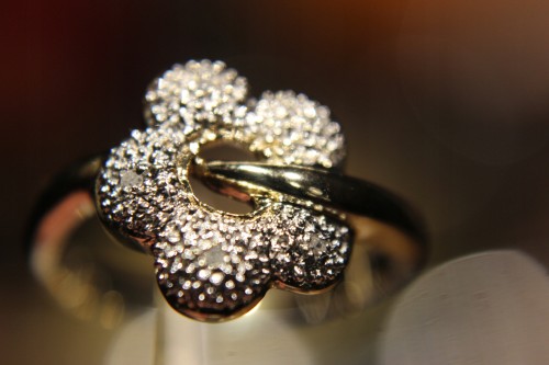 Ring Gold natürliche Diamanten 0,05 ct Größe 17,5