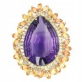 Brosche natürliche 40ct Amethyst Saphire Songea
