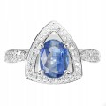Silberring Größe 16 natürlicher Kyanit Zirkonia