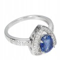 Silberring Größe 16 natürlicher Kyanit Zirkonia