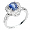 Silberring Größe 16 natürlicher Kyanit Zirkonia