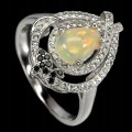 Silber Größe 14 925 Ring feurige Opal Spinelle