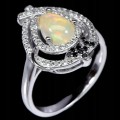 Silber Größe 14 925 Ring feurige Opal Spinelle