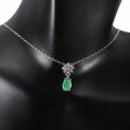 Zarte natur Smaragd Halskette mit 925 Zirkonia