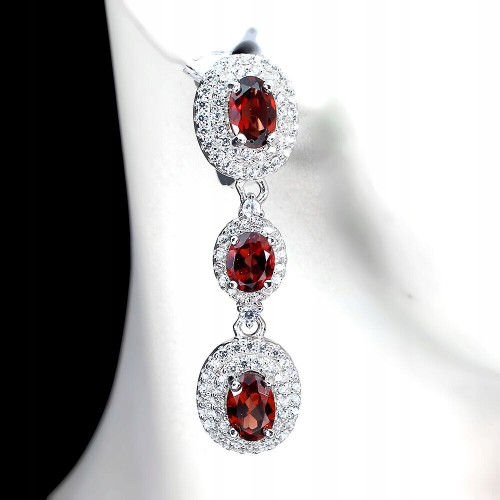 925 Wunderschöne natürliche Granat Zirkonia Ohrringe 3