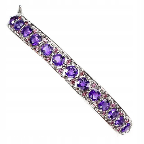 Armband aus 925er Silber mit natürlichen Granat Amethysten
