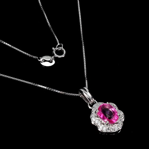 Zarte 925 natürliche rosa Topas Halskette