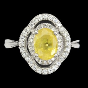 Ring 925er Sterlingsilber gelbe Saphir Zirkonia Größe 14