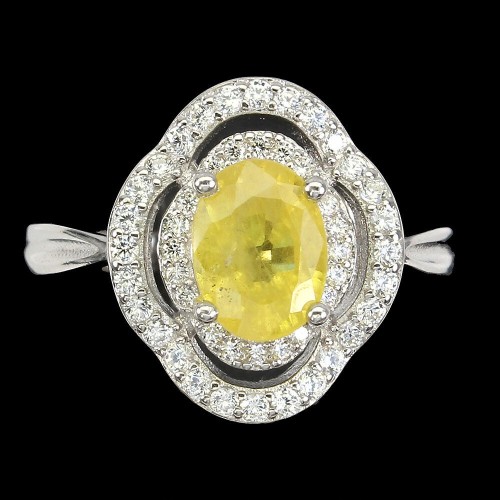 Ring 925er Sterlingsilber gelbe Saphir Zirkonia Größe 14