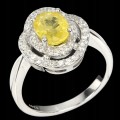 Ring 925er Sterlingsilber gelbe Saphir Zirkonia Größe 14