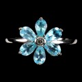 Silberner zarter Ring Größe 17 Apatit Blume 