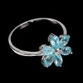 Silberner zarter Ring Größe 17 Apatit Blume 